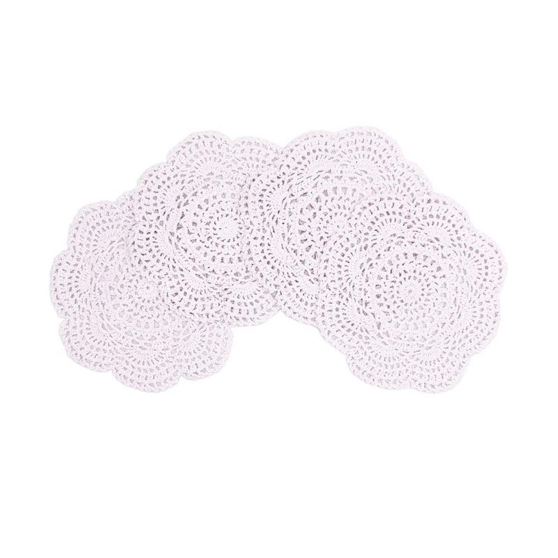 Phantomon 8 Inch Doilies Crochet Round Lace Doily Handmade Placemats 100% Cotton Crocheted Coasters, Pack of 4 (White) - Image 4